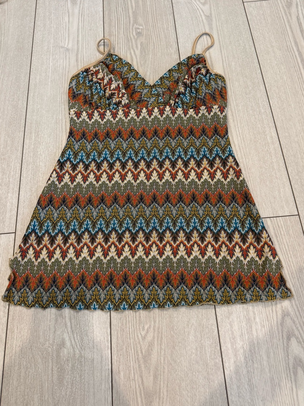 Dynamite y2k vintage crochet knit tank medium orange blue festival boho summer